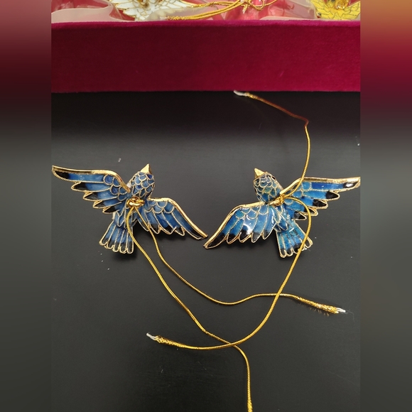 Vintage Dillard's Collectible Cloisonne Ornament Bird Set - Picture 3 of 13